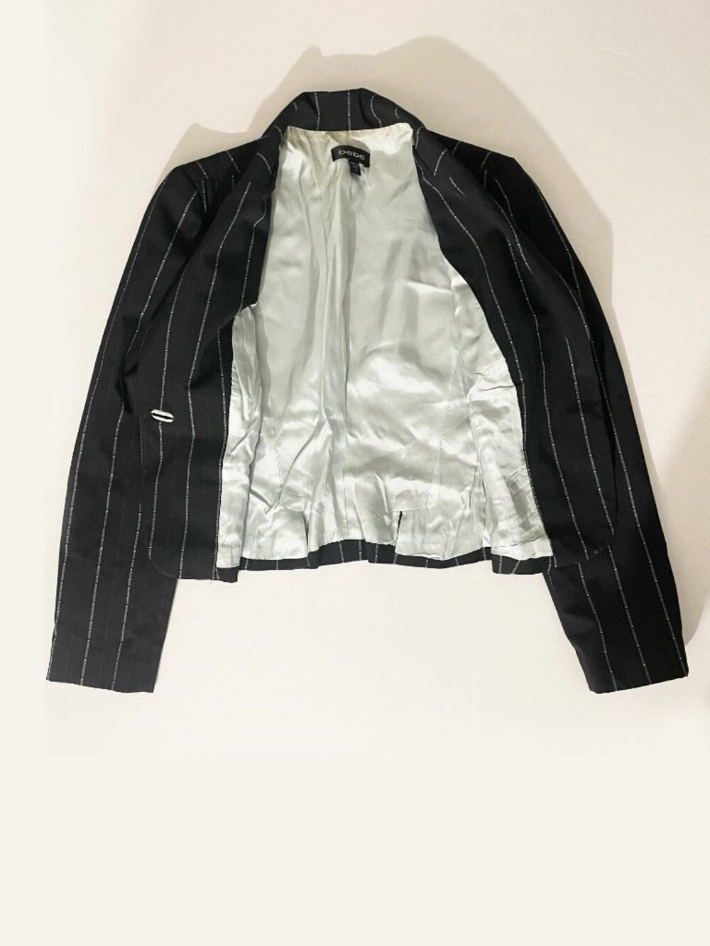 VTG Bebe Black Pinstripe 2-Piece Pant Suit Set - Jacket 4 / Pants 2 - Y2K Office - Picture 6 of 15